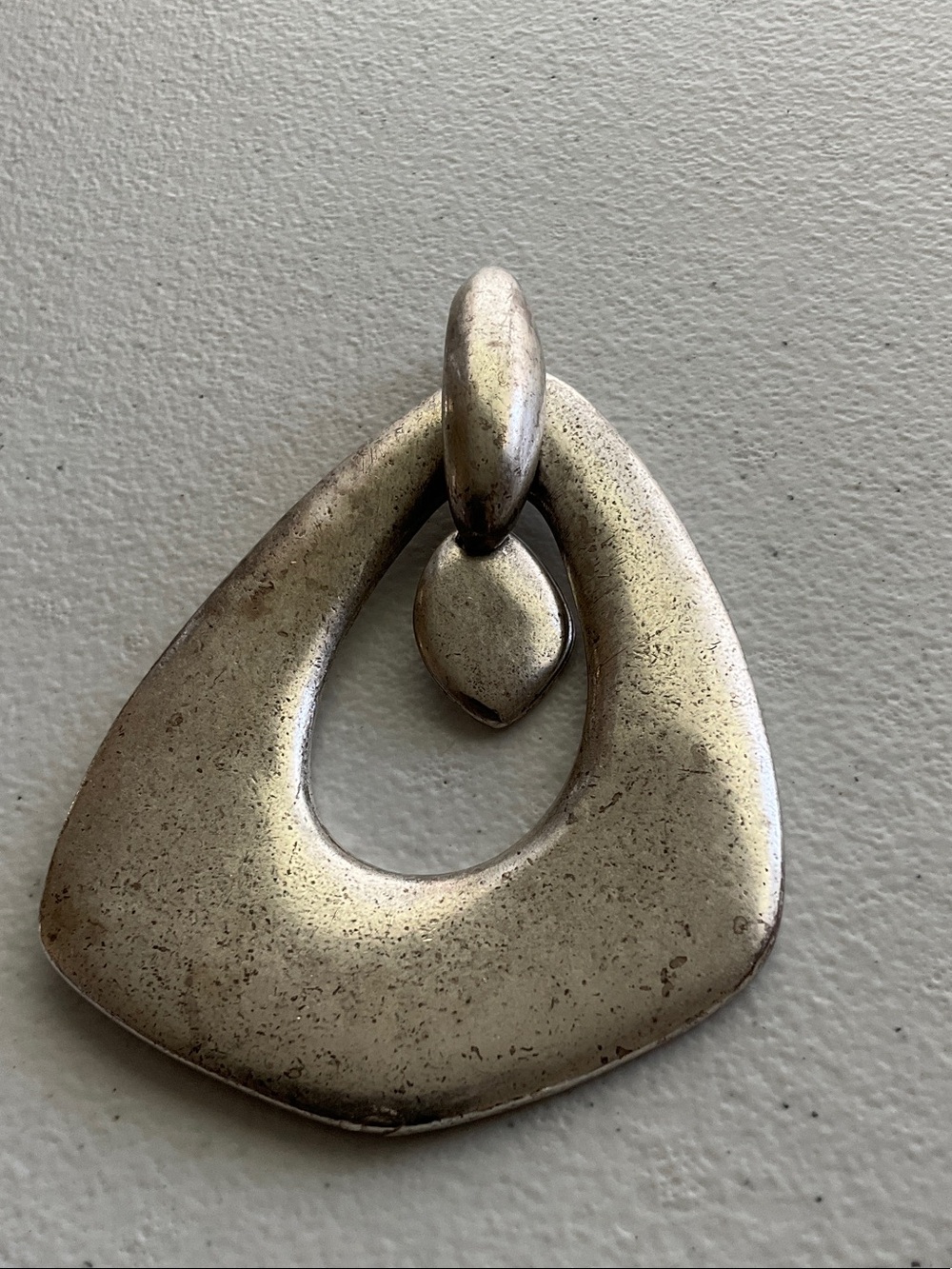 Avant Garde Sculptural Silver-Tone Drop Pendant
